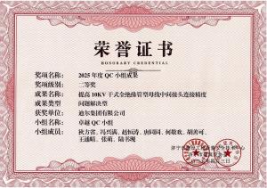 公司榮獲“提高10KV干式全絕緣管型母線中間接頭連接精度”市級QC成果二等獎